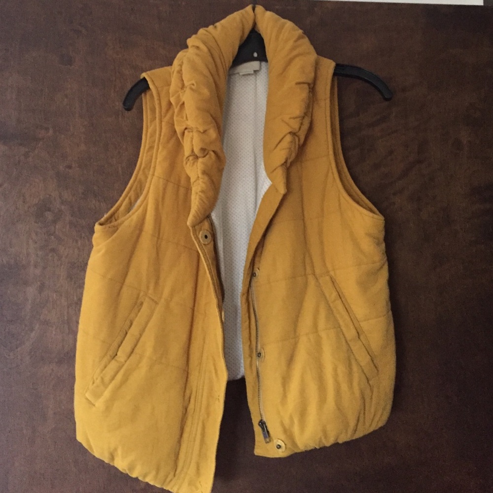 Anthropologie Mustard Yellow Quilted Puffer Vest
